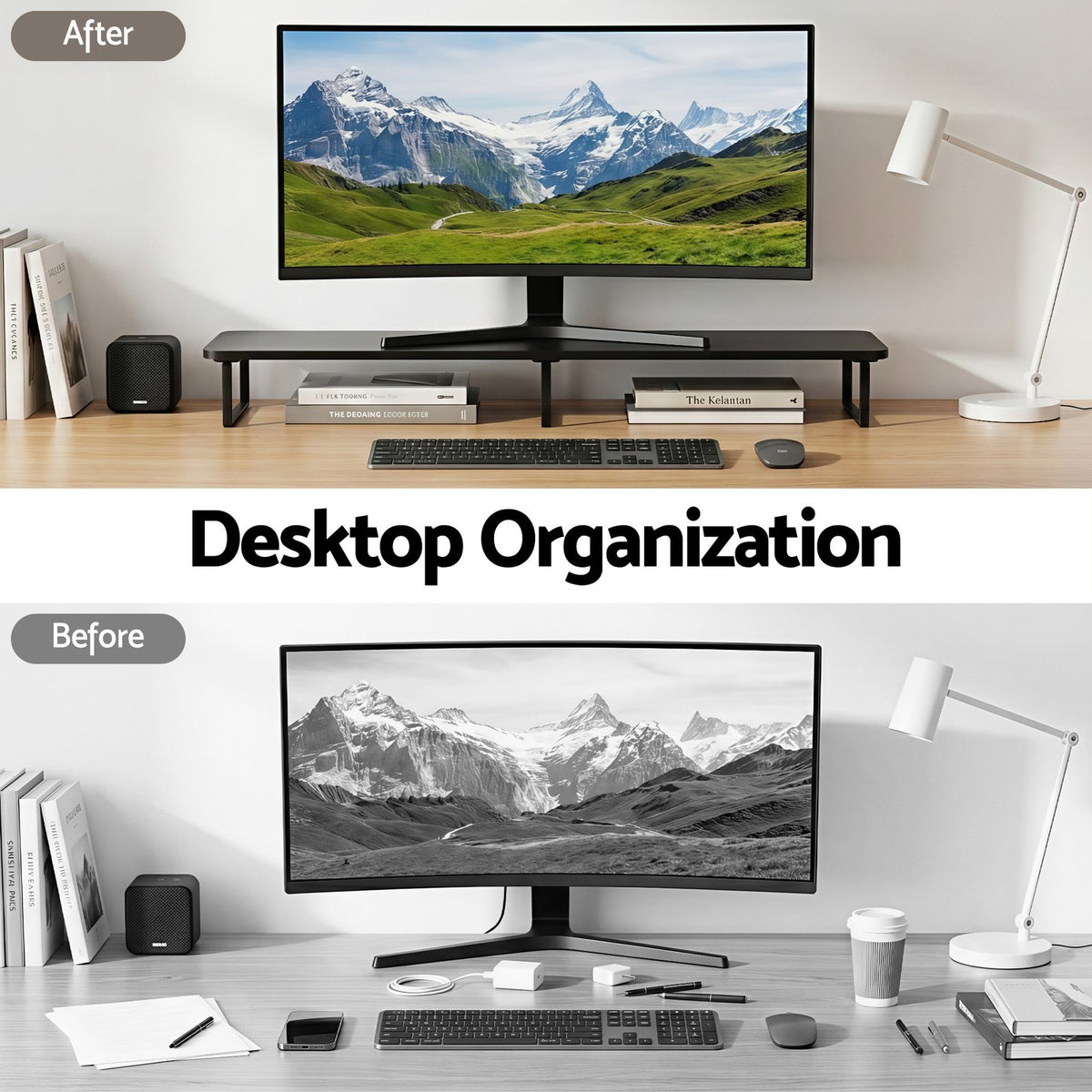 Artiss Dual Monitor Stand 100cm � Black - view 04